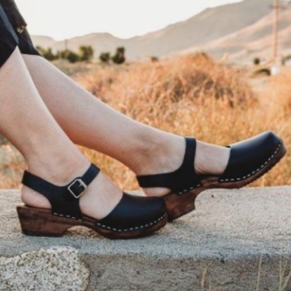 Lotta From Stockholm Black Clogs Leather/Wood, 10